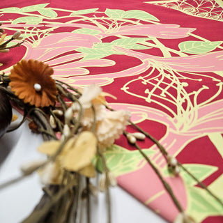 Vibrant Art Nouveau Honeysuckle Printed Cloth