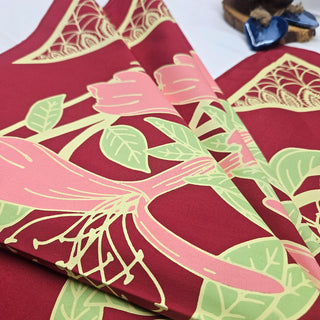 Vibrant Art Nouveau Honeysuckle Printed Cloth