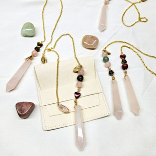 Rose Quartz Pendulum with Gold Chain