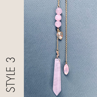 Rose Quartz Pendulum with Gold Chain