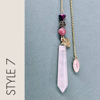 Rose Quartz Pendulum with Gold Chain