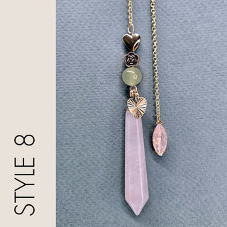 Rose Quartz Pendulum with Gold Chain