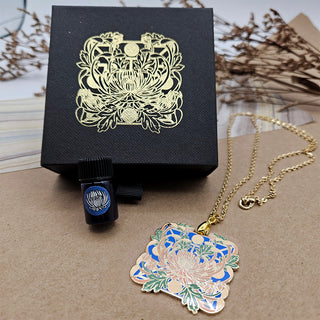 Chrysanthemum Enamel Pendant - From the Seeking Glass Series