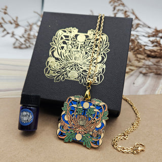 Chrysanthemum Enamel Pendant - From the Seeking Glass Series