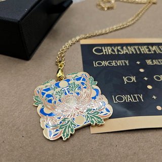 Chrysanthemum Enamel Pendant - From the Seeking Glass Series