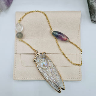 Glass Cicada Pendulum with Crystal Accent