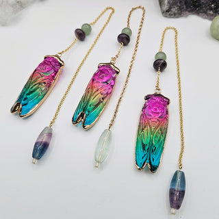 Glass Cicada Pendulum with Crystal Accent