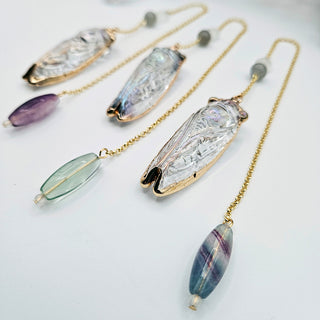 Glass Cicada Pendulum with Crystal Accent