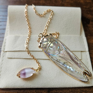 Glass Cicada Pendulum with Crystal Accent