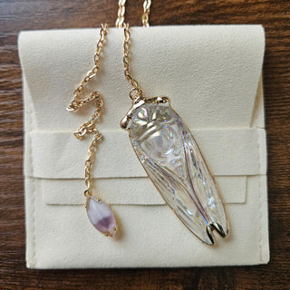 Glass Cicada Pendulum with Crystal Accent