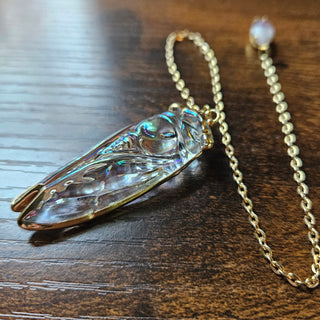 Glass Cicada Pendulum with Crystal Accent