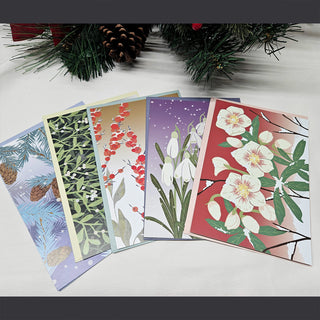 Scenes of Winter: A Collection of Illustrated Botanical Postcards (5-Pack)