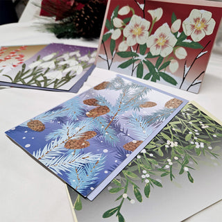 Scenes of Winter: A Collection of Illustrated Botanical Postcards (5-Pack)