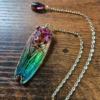 Glass Cicada Pendulum with Crystal Accent